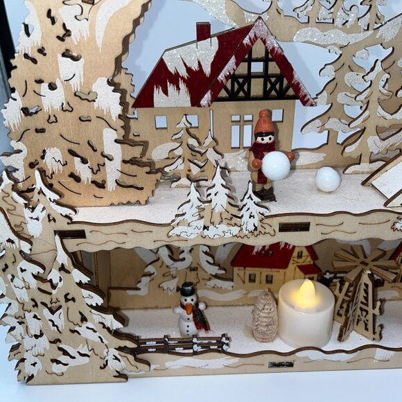 Wooden Cutout Candle Arch Christmas Lighted Holiday Display Snowman Snowball - Picture 7 of 15